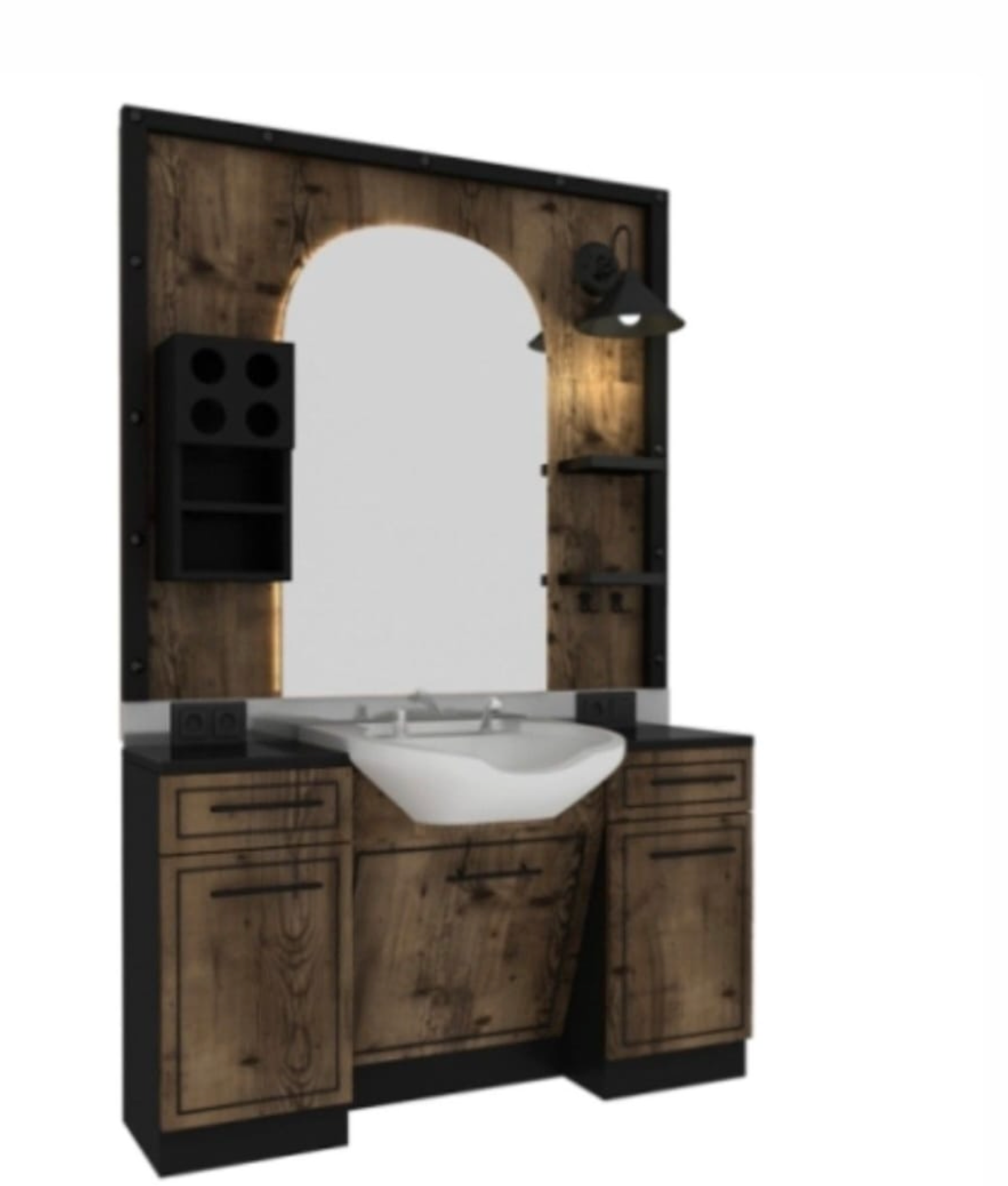 Classic Oak Barber Station